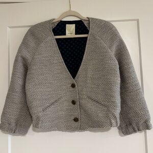 Anthropology Elevenses Gray button up jacket